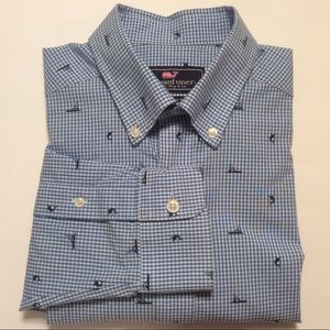 Vineyard Vines blue fishing slim fit shirt